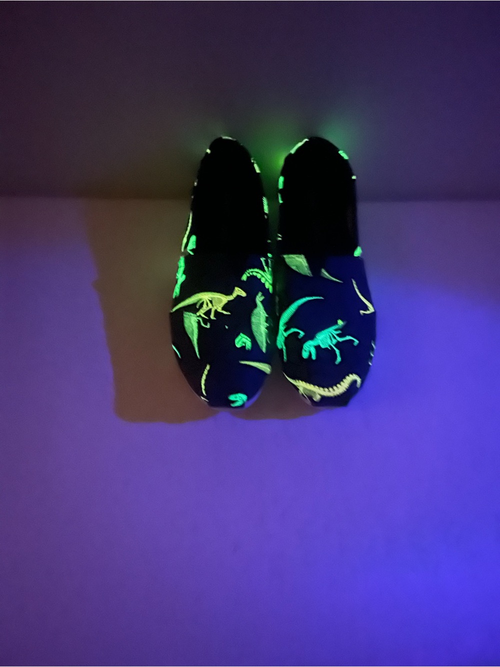 TOMS Alpargata Glow In the Dark Neon Dinosaur Print Slip-On Women’s Sz8.5.#0709